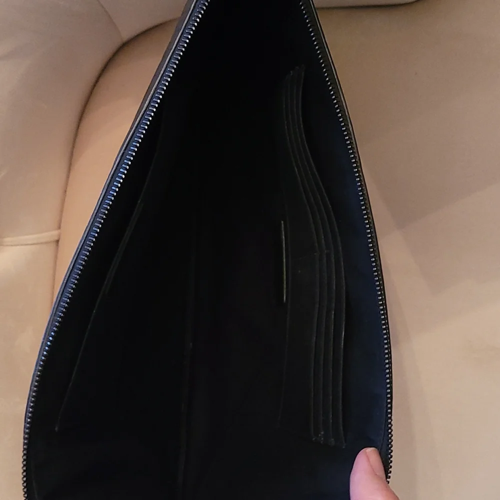 YSL Black on Black Leather Laptop Document case